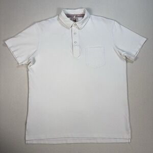 Relwen Polo Shirt Men's L White 100% Cotton Pocket Beach Resort Vacation